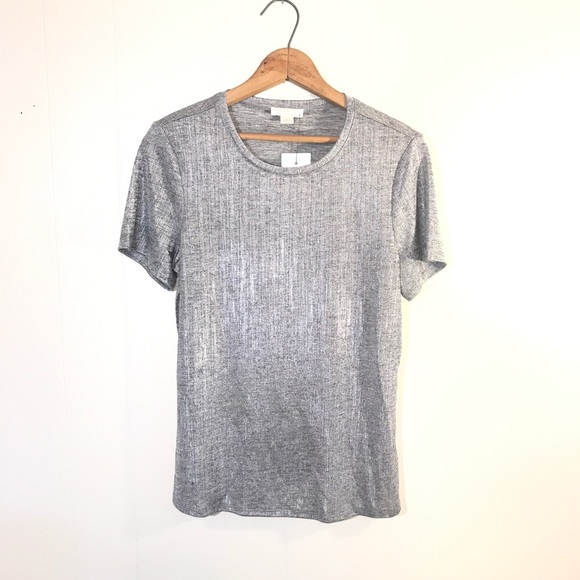 Finn & Grace Shiny Metallic Crewneck Top - Picture 2 of 7